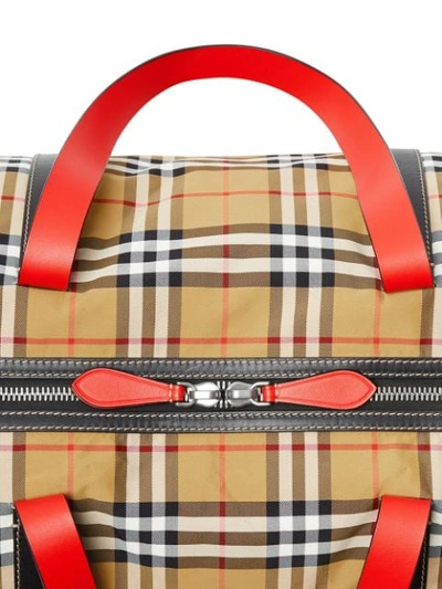 Shop Burberry Large Vintage Check And Leather Barrel Bag In Brown