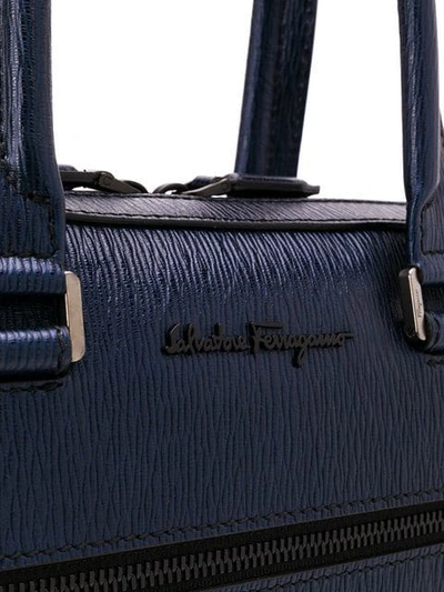 Shop Ferragamo Textured Leather Laptop Case In Blue