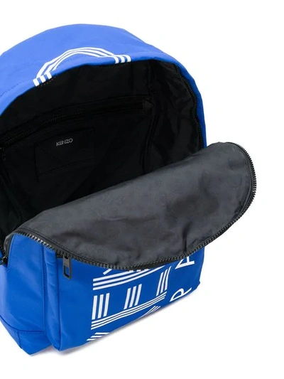 Shop Kenzo Logo Zipped Backpack In Blue