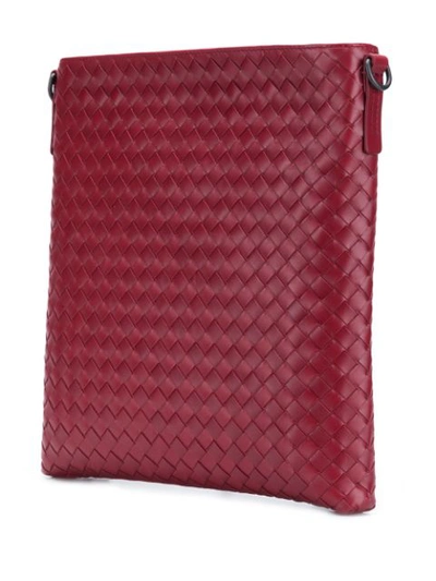 Shop Bottega Veneta Intrecciato Small Messenger Bag In Red