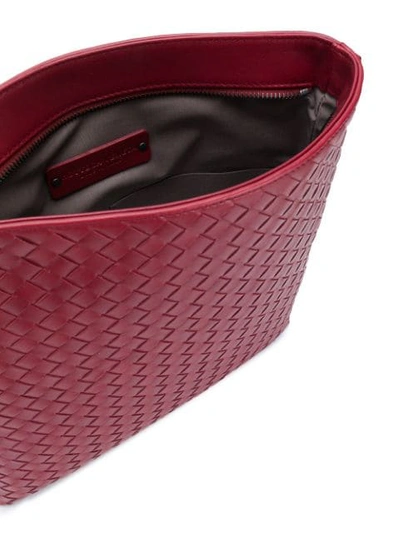 Shop Bottega Veneta Intrecciato Small Messenger Bag In Red