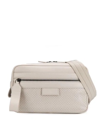 Shop Bottega Veneta Perforated Detail Belt Bag In 1876 Natural