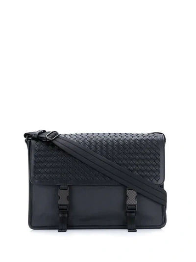 Shop Bottega Veneta Intrecciato Effect Shoulder Bag In Black