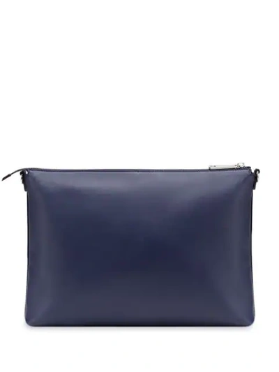 Shop Fendi Diabolic Eyes Messenger Bag In F17pu-blueberry+ White+ Pa