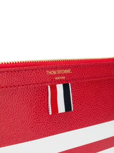 Shop Thom Browne 4-bar Stripe Leather Tablet Holder - Red