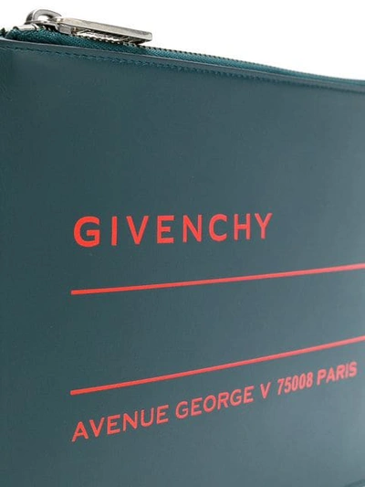 Shop Givenchy Logo Print Clutch In Blue