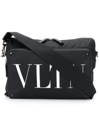 Shop Valentino Vltn Shoulder Bag In Black