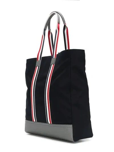 Shop Thom Browne Leather Base Unstructured Tote Bag In Blue