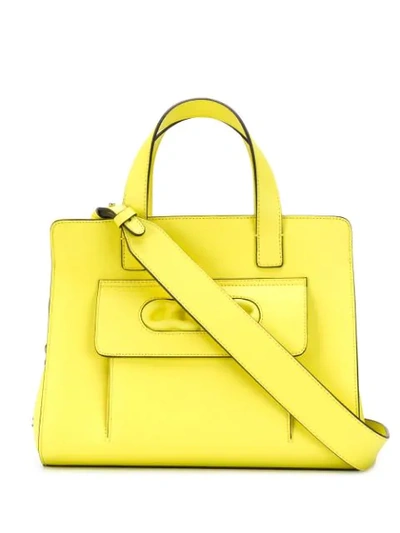 Shop Casadei Classic Top-handle Tote In Yellow