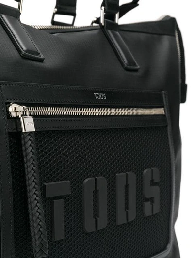 Shop Tod's Logo Tote Bag In Black