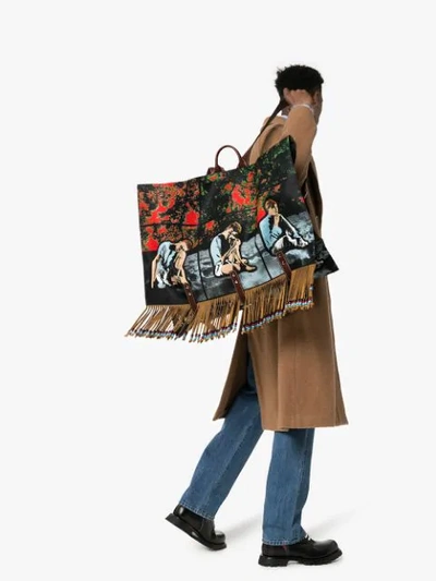 Shop Jw Anderson X Gilbert & George Fringed Canvas Backpack In 108 - Multicoloured