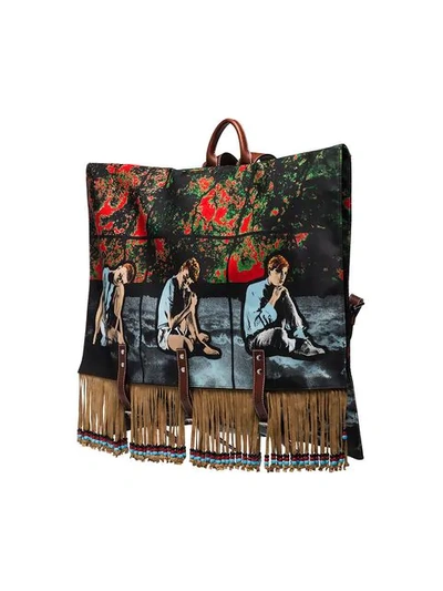 Shop Jw Anderson X Gilbert & George Fringed Canvas Backpack In 108 - Multicoloured
