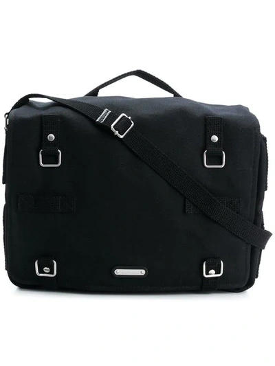 Shop Saint Laurent Strap Detail Messenger Bag In Black