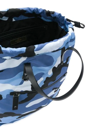 Shop Valentino Garavani Rockstud Camouflage Backpack In Blue