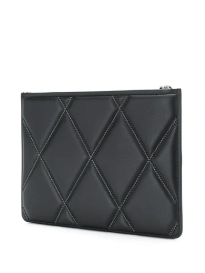 Shop Ferragamo Salvatore  Diamond Quilt Clutch Bag - Black