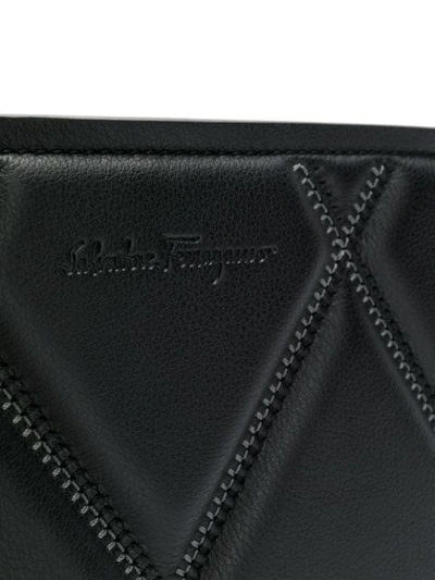 Shop Ferragamo Salvatore  Diamond Quilt Clutch Bag - Black