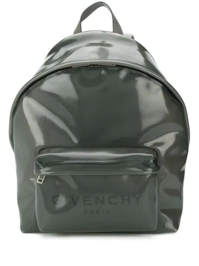 Shop Givenchy Logo Print Backpack In Grey