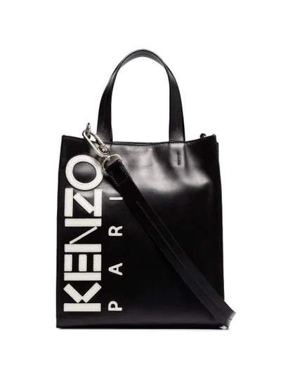 KENZO CONTRASTING LOGO TOTE - 黑色