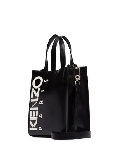 Shop Kenzo Contrasting Logo Tote In Black