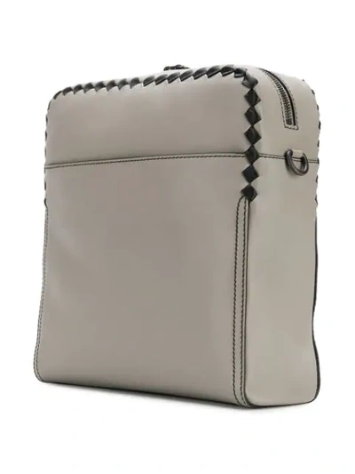 Shop Bottega Veneta Woven Messenger Bag In Grey