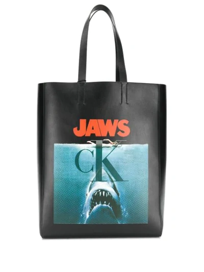 Shop Calvin Klein 205w39nyc X Jaws Printed Tote Bag - Black