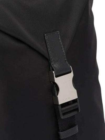 Shop Prada Saffiano Leather Trim Backpack In Black