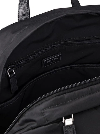 Shop Prada Saffiano Leather Trim Backpack In Black