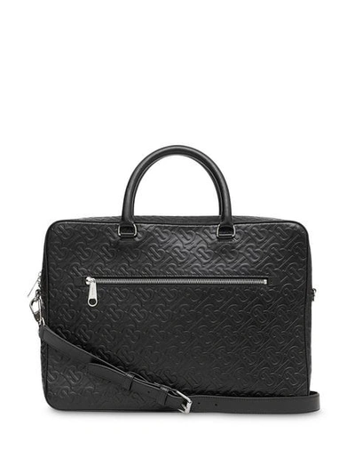 Shop Burberry Monogram Leather Briefcase In Black