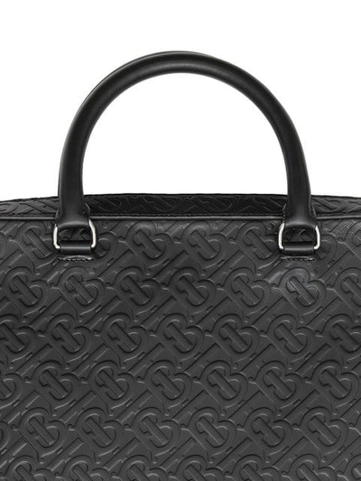 Shop Burberry Monogram Leather Briefcase In Black