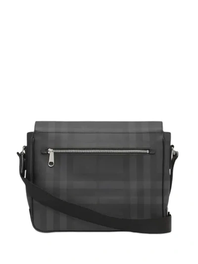 Shop Burberry London Check And Leather Satchel In Grey
