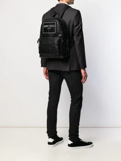 Shop Jimmy Choo Wilmer Star Studded Backpack In Blacksilver