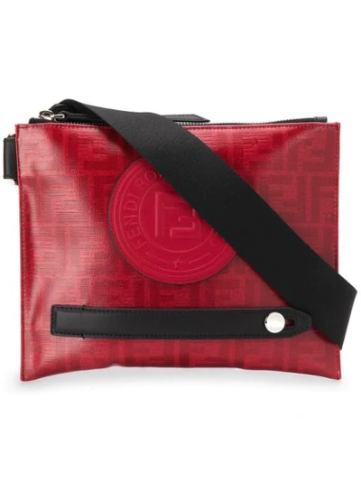Shop Fendi Logo Messenger Bag - Red