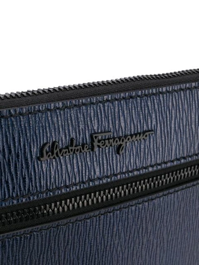 Shop Ferragamo Slim Clutch In Blue