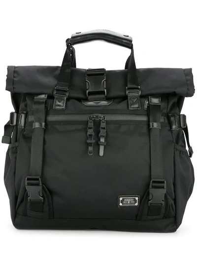 Shop As2ov Double Buckle Tote Bag In Black