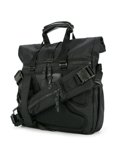 Shop As2ov Double Buckle Tote Bag In Black