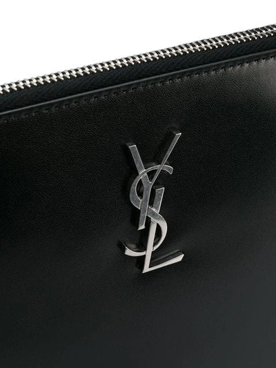 Shop Saint Laurent Logo Clutch Bag In Black