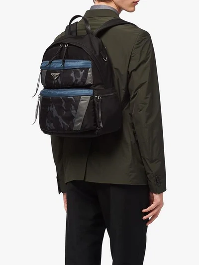 Shop Prada Technical Fabric Backpack In Blue