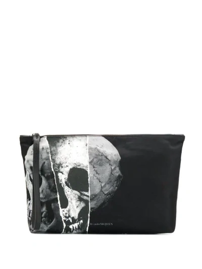 Shop Alexander Mcqueen Skull Print Pouch In Black
