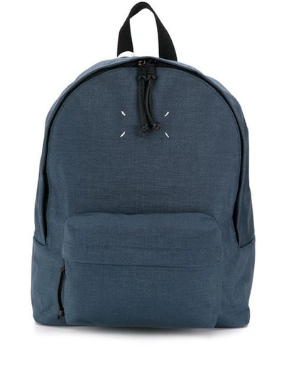 Shop Maison Margiela Signature White Stitch Backpack In Blue