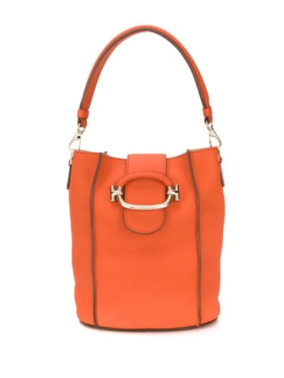 Shop Tod's Logo Bucket Bag In G806 Orange