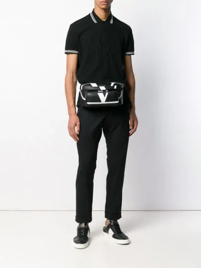 Valentino V-logo Leather Belt Bag - Black In Black