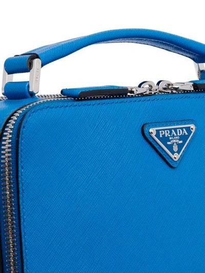 Shop Prada Saffiano Leather Shoulder Bag In Blue