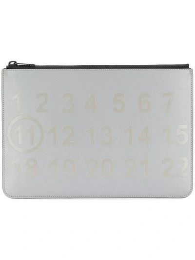 Shop Maison Margiela Numerical Logo Clutch Bag In Silver