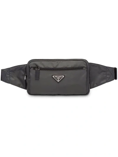 Shop Prada Logo Belt Bag In Grey