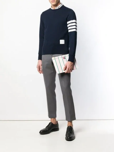Shop Thom Browne Light Pink Variegated Stripe Pouch