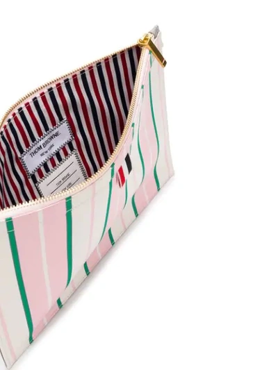 Shop Thom Browne Light Pink Variegated Stripe Pouch