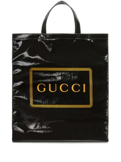 Shop Gucci Medium  Print Tote In Black