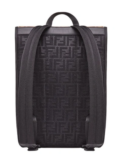 Shop Fendi Monogram Backpack In F164f-black +mogano Panna