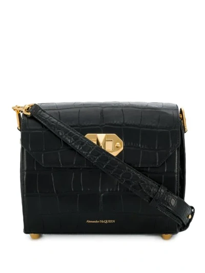 Shop Alexander Mcqueen Twist-lock Fastening Shoulder Bag In Black