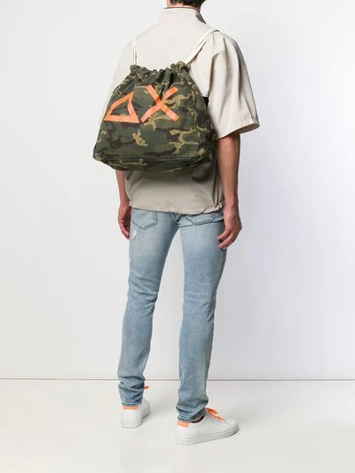 Shop Sun 68 Camo Print Backpack In Green